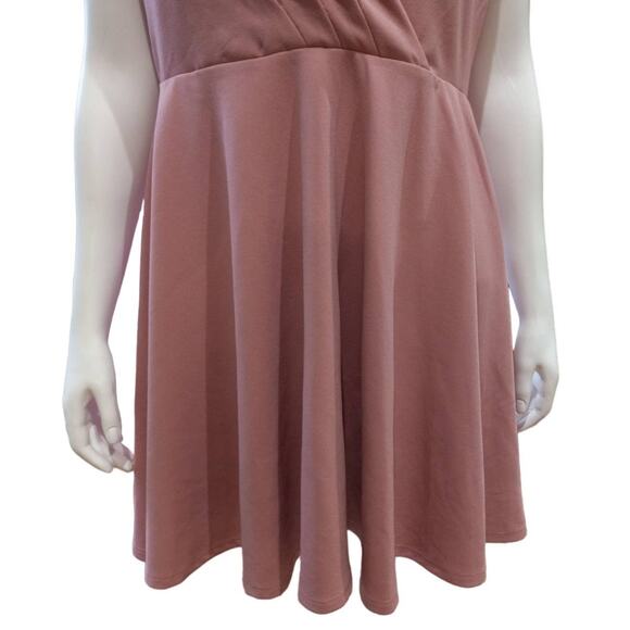 NWT Trixxi Francesca's Pink Shirred Fit & Flare Dress Sz XL Faux Wrap Shirred - Picture 3 of 10
